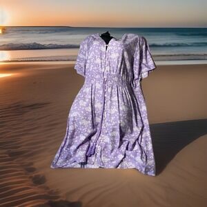 Jolie & Joy 2x Summer Dress Boho Florals Purple Cottage Core
